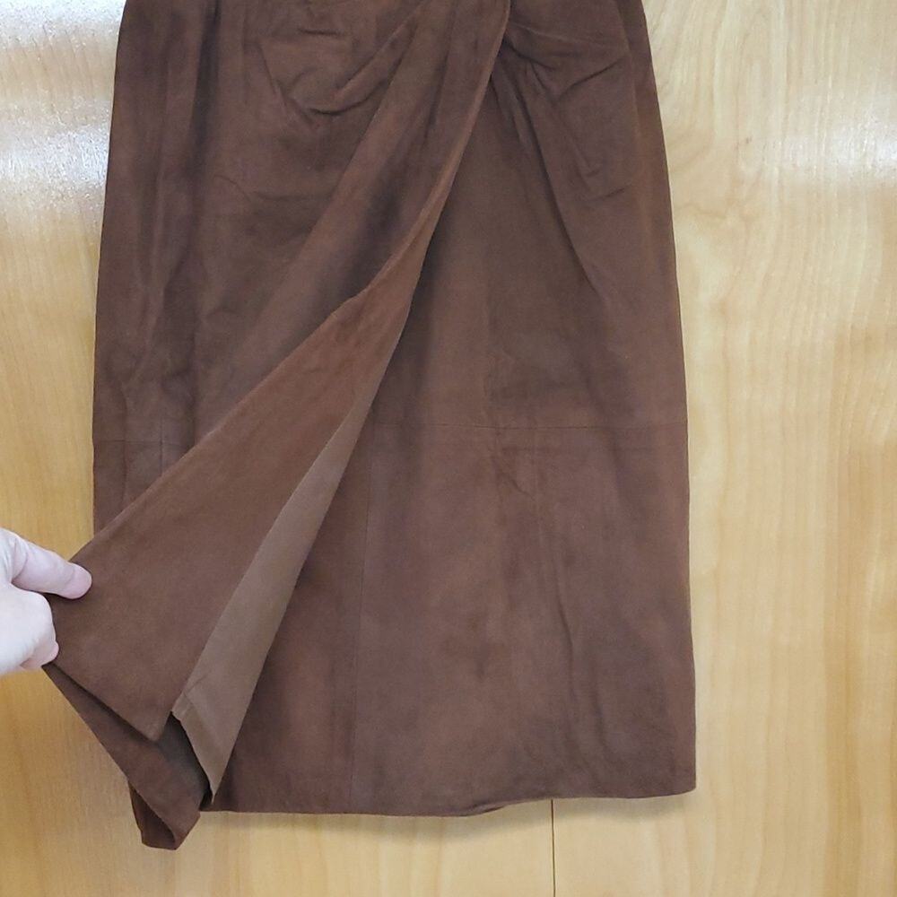 Anne Klein ll wrap soft cognac color suede wrap skirt 2P